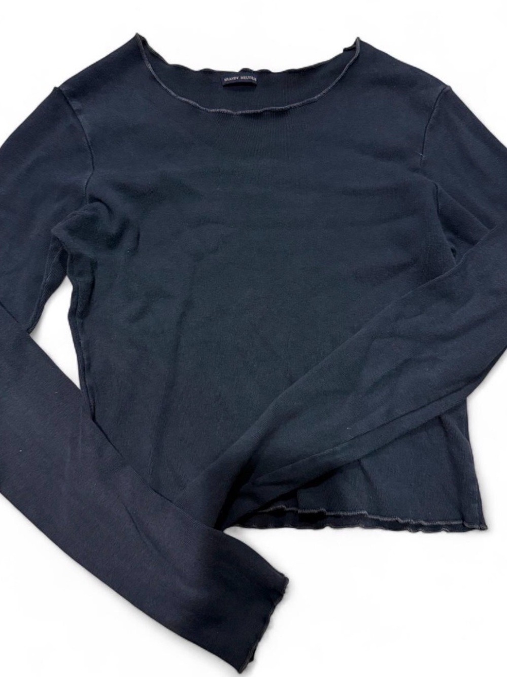 Navy Blue Long-Sleeve Ribbed Tee